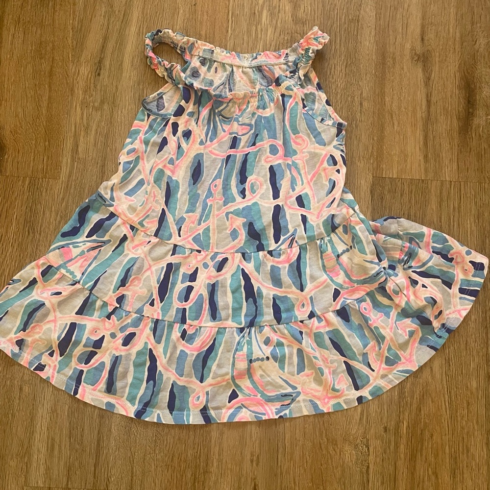 Lilly Pulitzer Girls Mini Loro Swing Dress Skim Blue Reel Nauti anchor